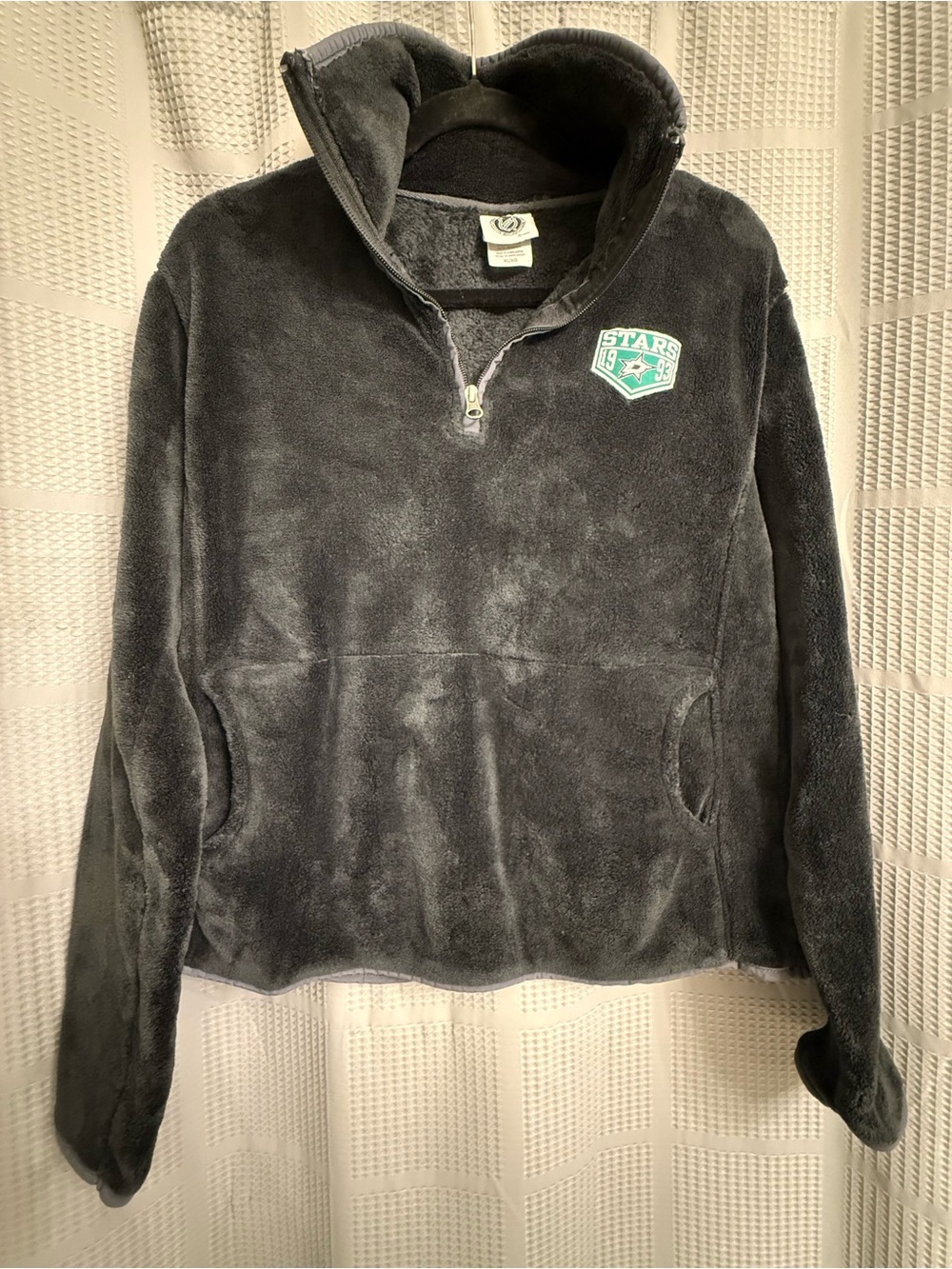 Dallas Stars NHL Plush Black Quarter-Zip Fleece Pullover Sweater Size XL